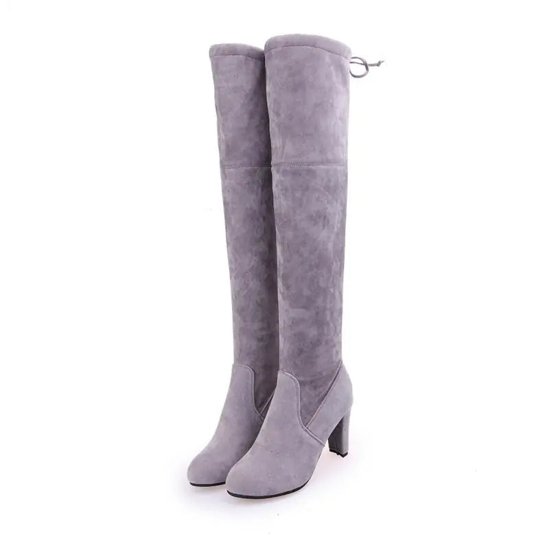 Pointed Toe Women's Knee-High Chunky Heel Boots