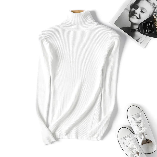 Turtleneck Sweater for Women - Slim Fit Knit Top