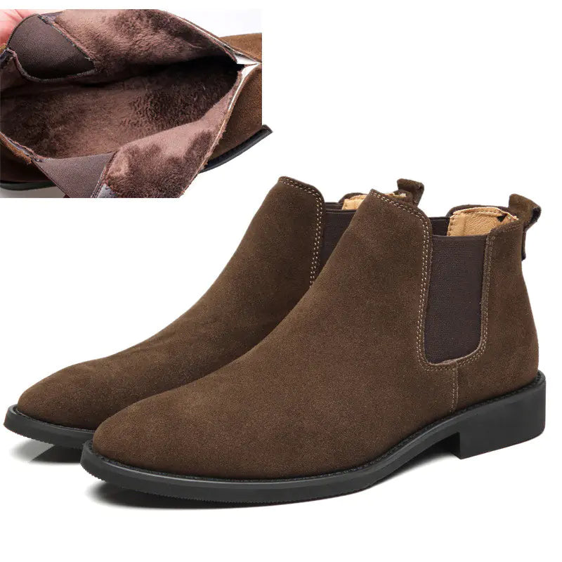 Men's High-Top Leather Pointed Toe Boots