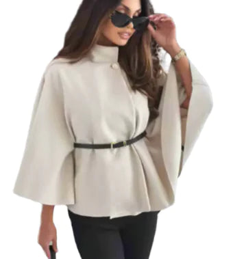 Caroline Cape Coat with Waist Tie (One Piece)