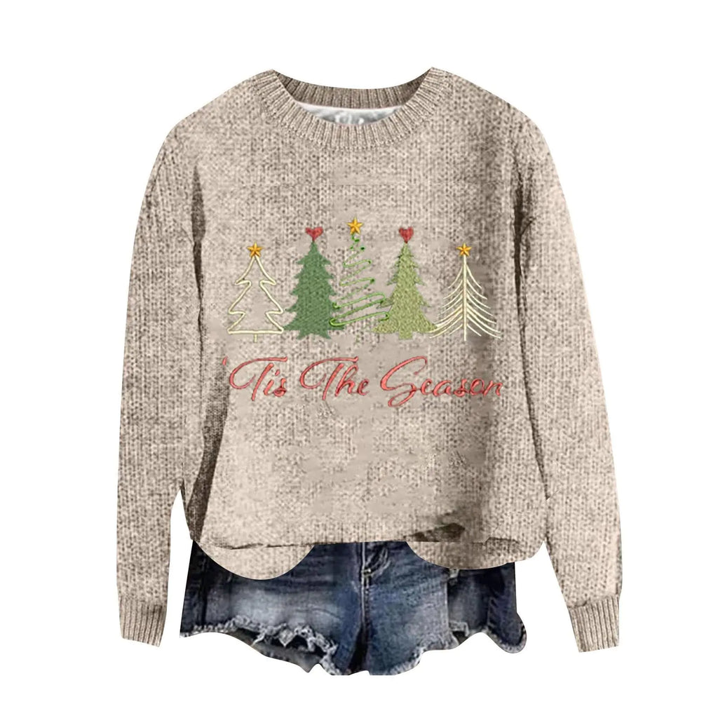 YFJRBR Christmas Sweaters for Women Cute Gnomes Santa Xmas Sweatshirts Novelty Funny Long Sleeve Creweck Knit Pullover Top