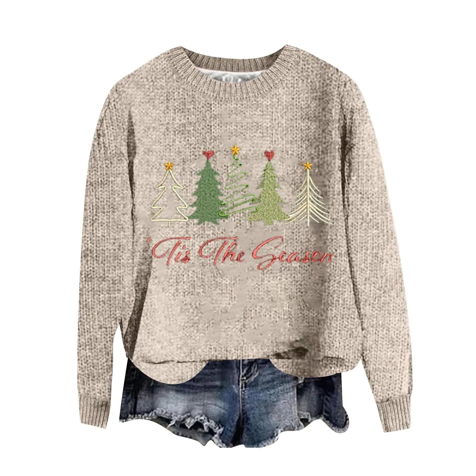 YFJRBR Christmas Sweaters for Women Cute Gnomes Santa Xmas Sweatshirts Novelty Funny Long Sleeve Creweck Knit Pullover Top