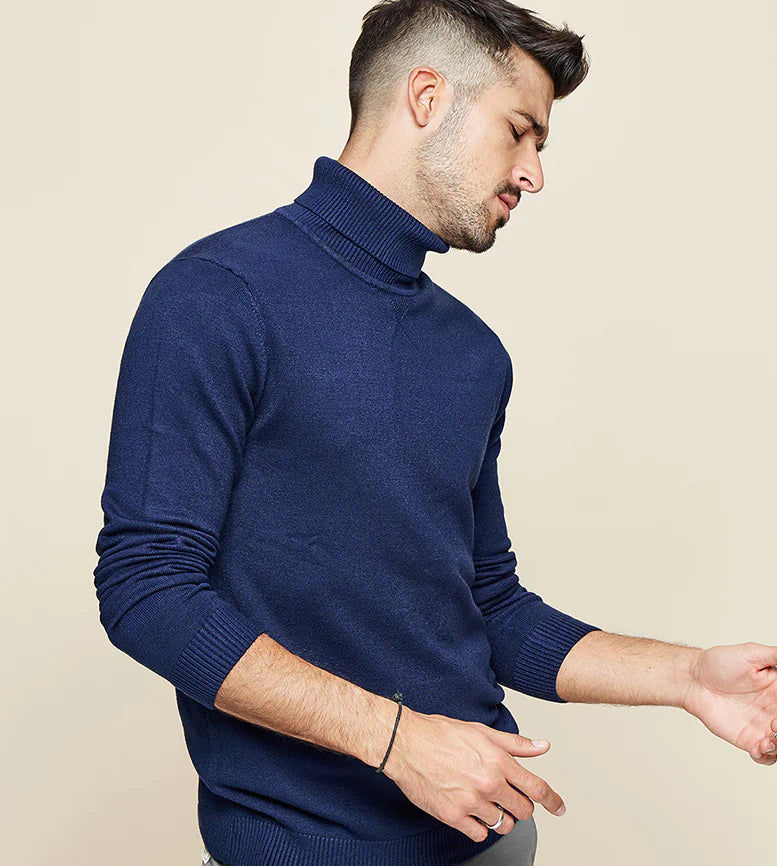 Men's Turtleneck Sweater, Slim Fit Knit Top
