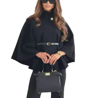 Caroline Cape Coat with Waist Tie (One Piece)