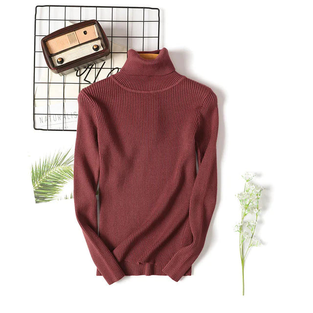 Turtleneck Sweater for Women - Slim Fit Knit Top