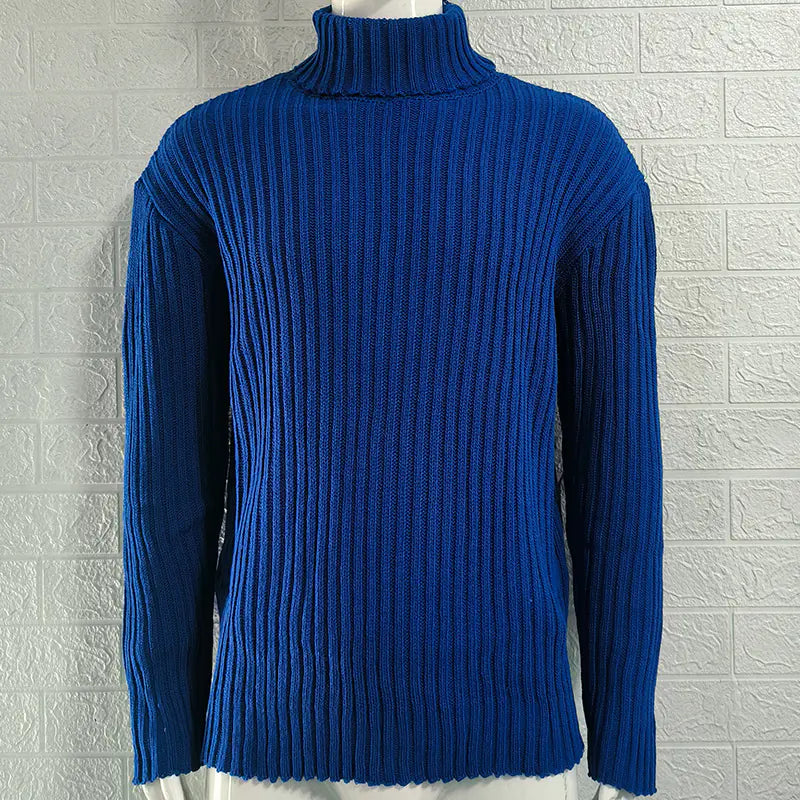 Slim Fit Knit Turtleneck Sweater in Solid Color