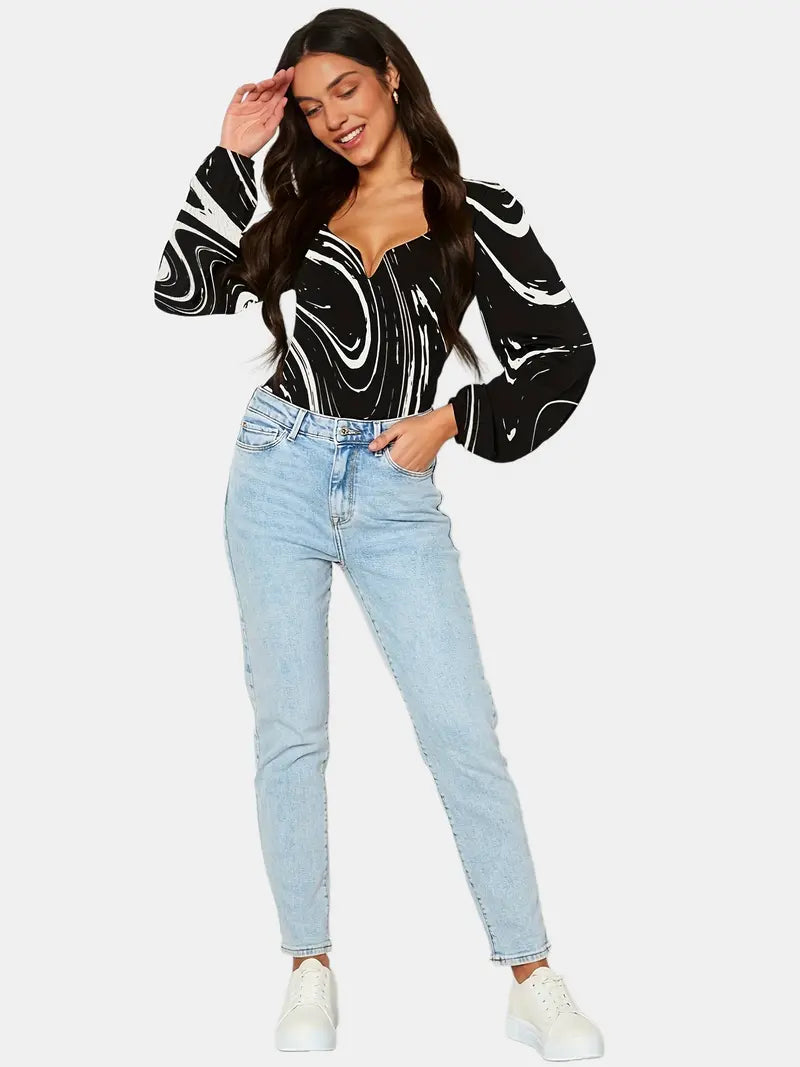 Blue Slim Fit Mom Jeans with Slash Pockets for Women