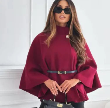 Caroline Cape Coat with Waist Tie (One Piece)