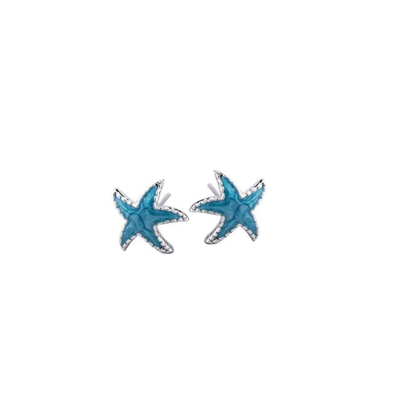 S925 Sterling Silver Starfish Stud Earrings for Women