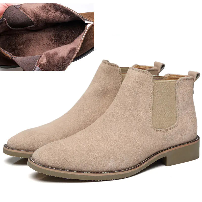 Men's High-Top Leather Pointed Toe Boots