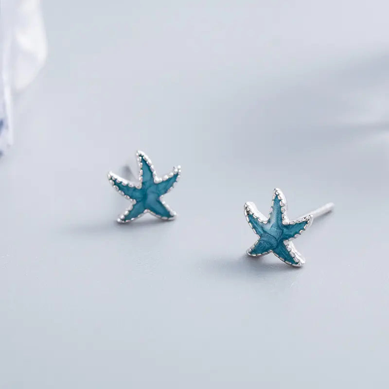 S925 Sterling Silver Starfish Stud Earrings for Women