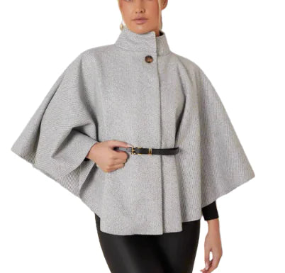 Caroline Cape Coat with Waist Tie (One Piece)