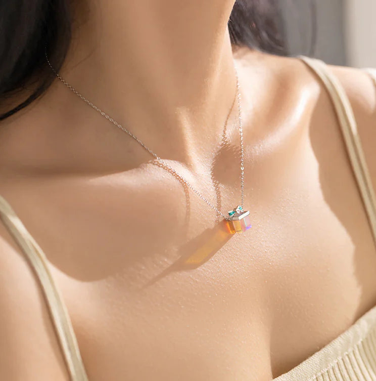 Floral Gift Necklace for Women - Silver Pendant Chain