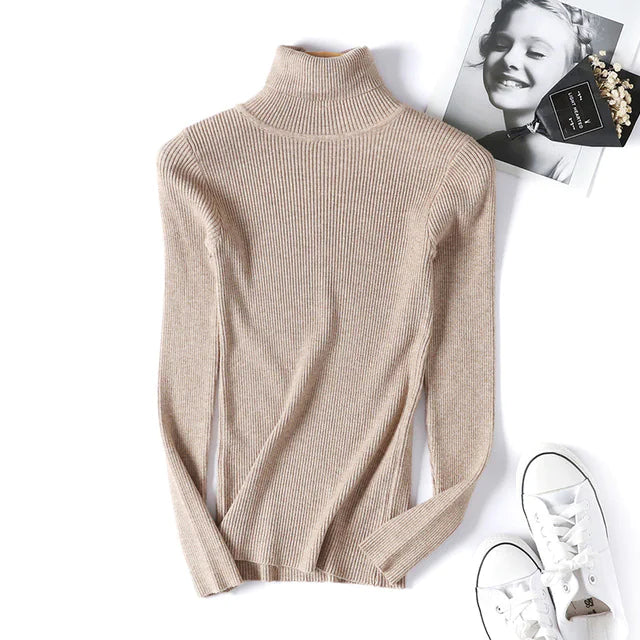 Turtleneck Sweater for Women - Slim Fit Knit Top