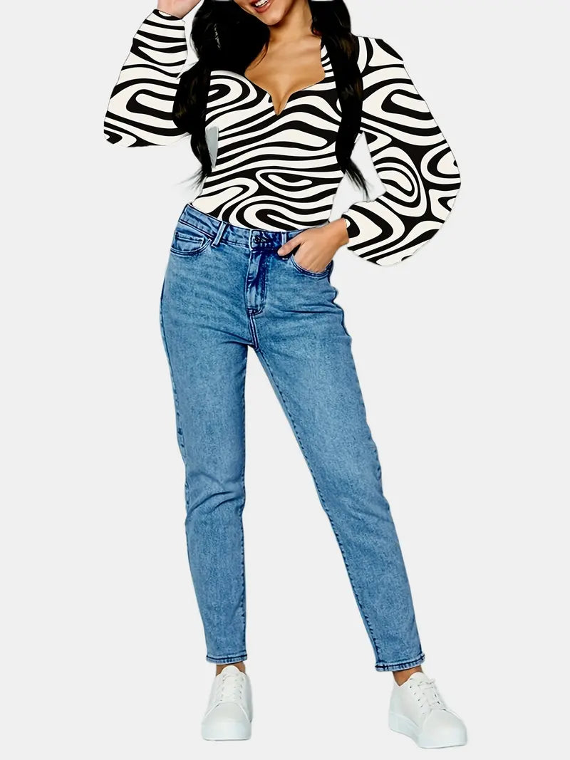 Blue Slim Fit Mom Jeans with Slash Pockets for Women