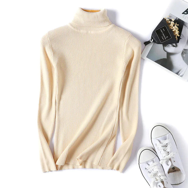 Turtleneck Sweater for Women - Slim Fit Knit Top