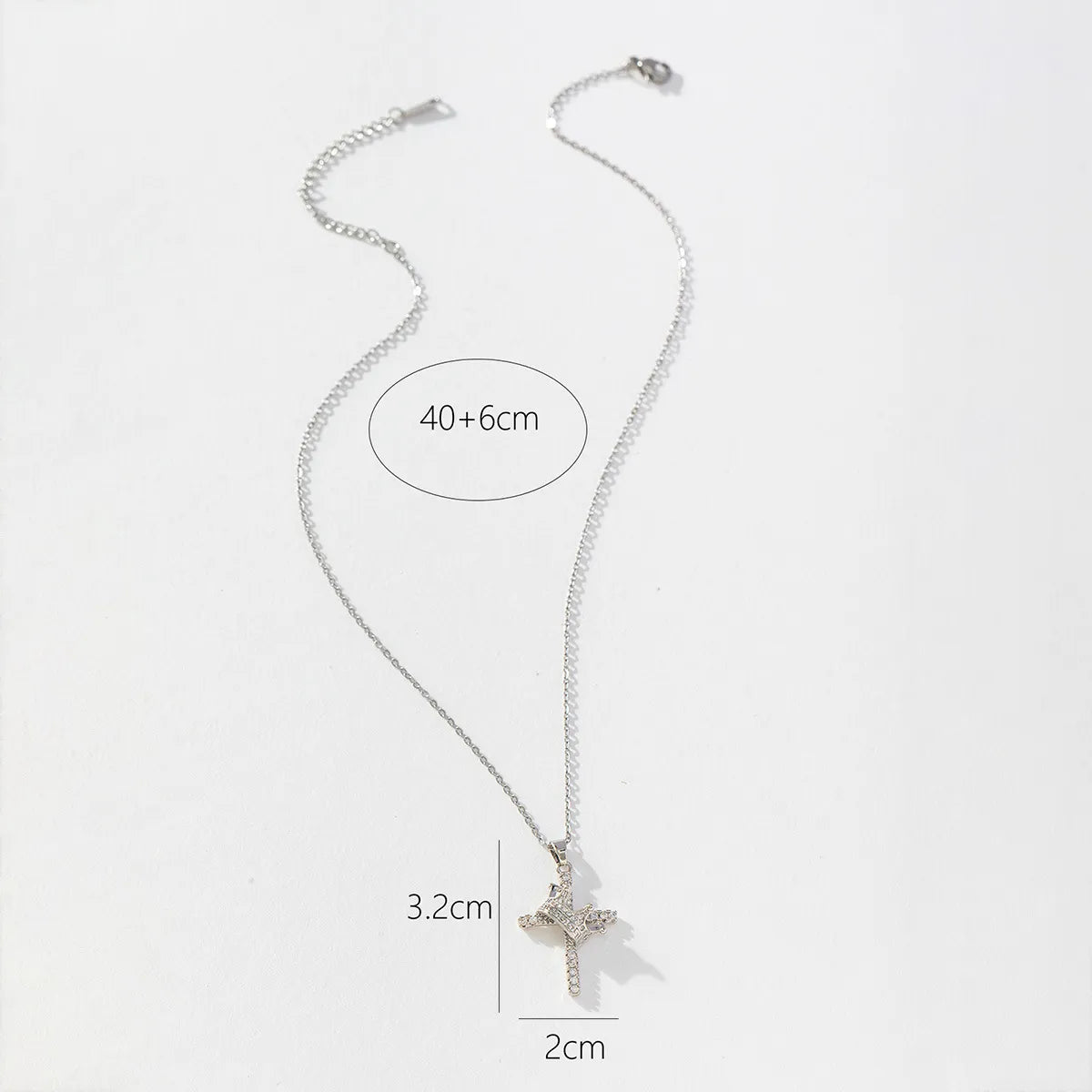 Crown Cross Clavicle Chain Silver Zircon Pendant Necklace