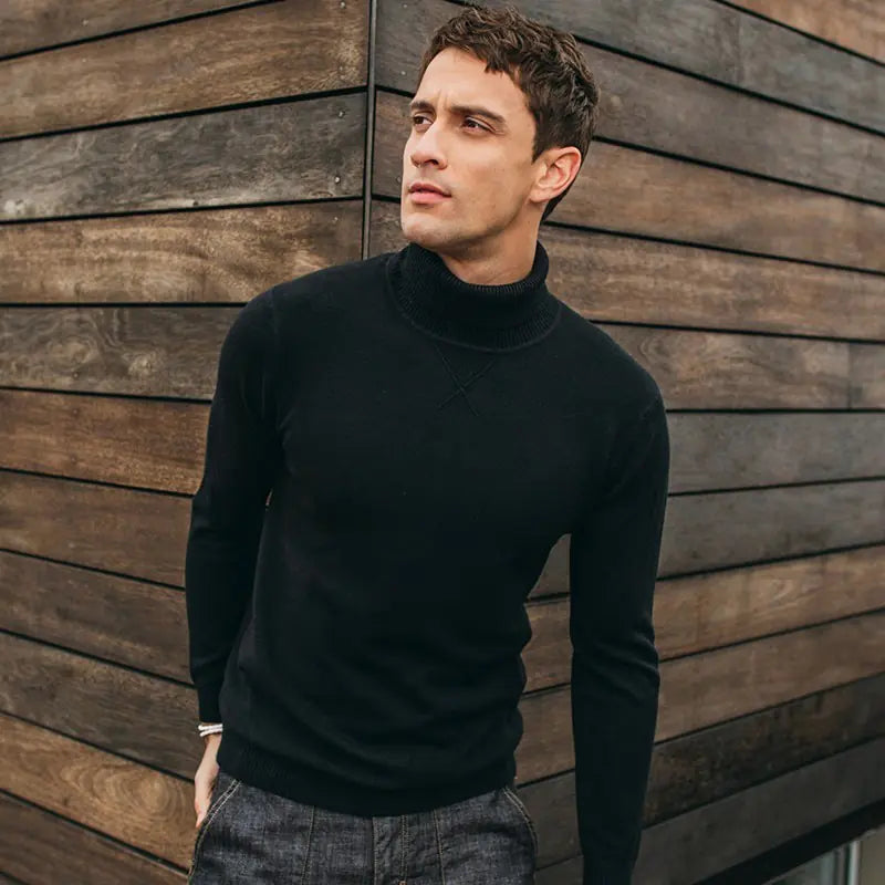 Men's Turtleneck Sweater, Slim Fit Knit Top