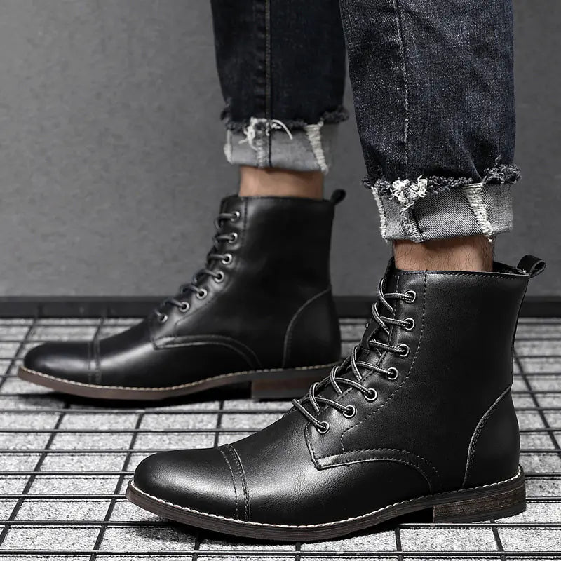 Men's Leather Boots with Pointed Toe