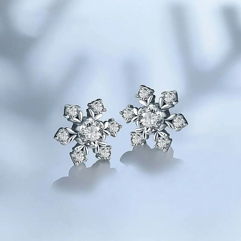 Sterling Silver Simple Snowflake Earrings
