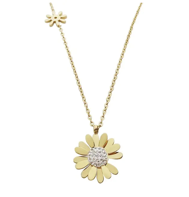 Daisy Pendant Necklace for Men and Women in Titanium