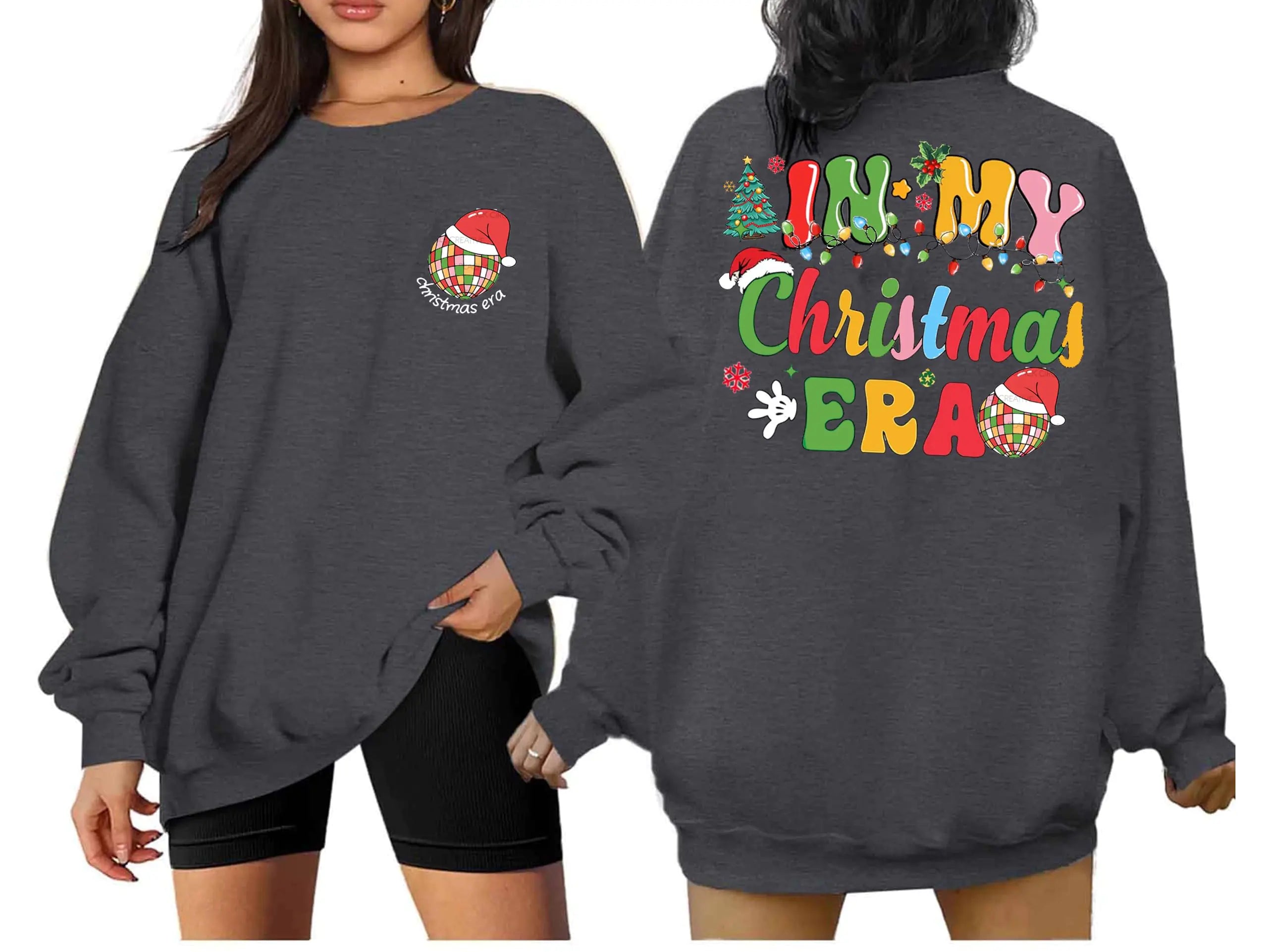 UNIQUEONE Womens White Christmas Sweatshirt Christmas Crewneck Shirt Xmas Tree Pullover